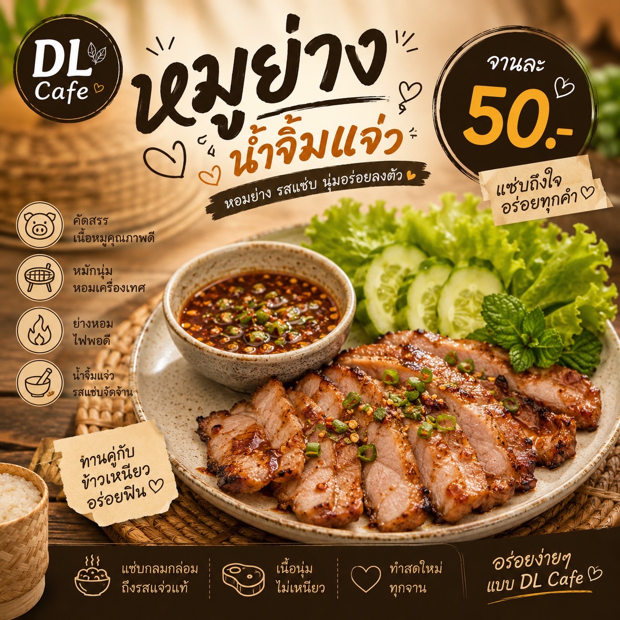 หมูย่างน้ำจิ้มแจ่ว